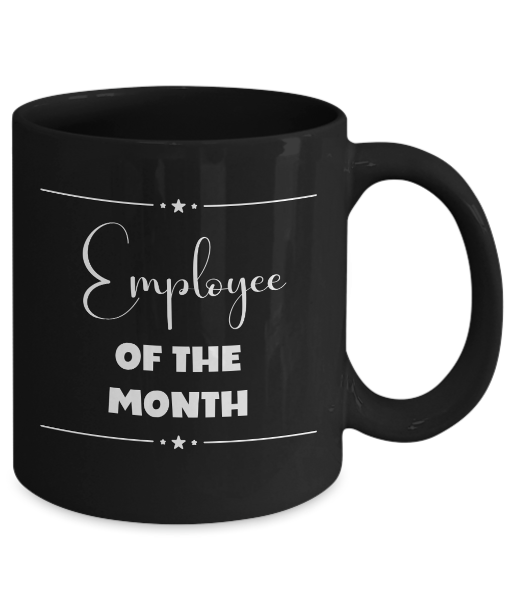 Employee of the month ceramic coffee mug, black mug, team member gift, employee recognition, employee reward, work recognition of employee, professional mug, custom office mug, coworker gift