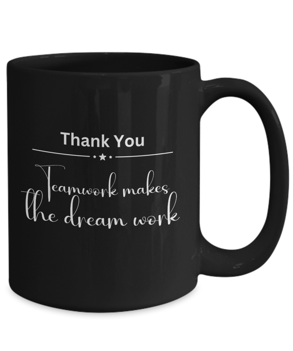 Thank you - Teamwork black ceramic coffee/tea mug, office gift, corporate gifts, employee gifts, employee appreciation, staff recognition, workplace gifts, thank you mug