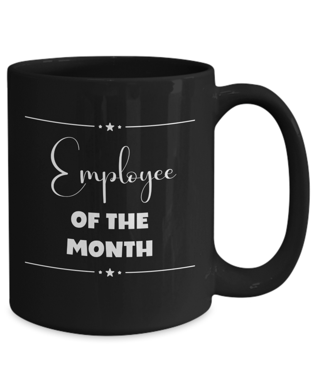 Employee of the month ceramic coffee mug, black mug, team member gift, employee recognition, employee reward, work recognition of employee, professional mug, custom office mug, coworker gift