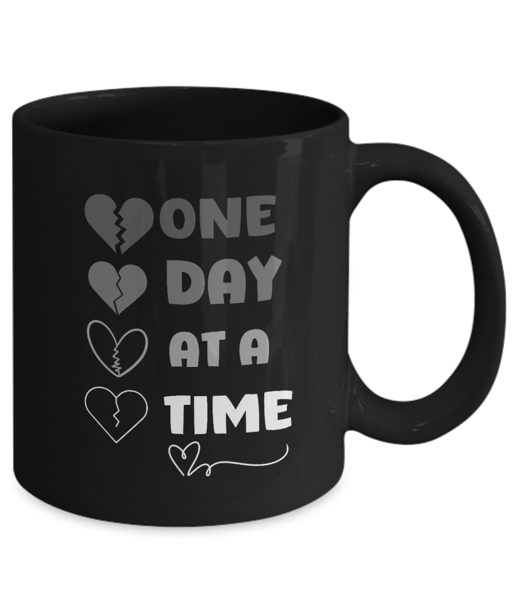 Grief support ceramic coffee mug | "One day at a time" | recovery support, resilience mug,  healing after loss, sympathy gift - free shipping