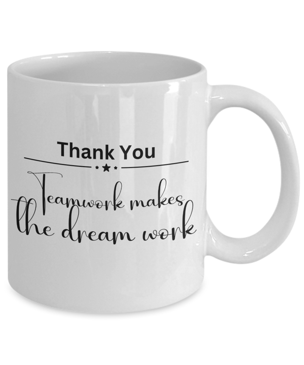 Thank you - Teamwork white ceramic coffee/tea mug, office gift, corporate gifts, employee gifts, employee appreciation, staff recognition, workplace gifts, thank you mug