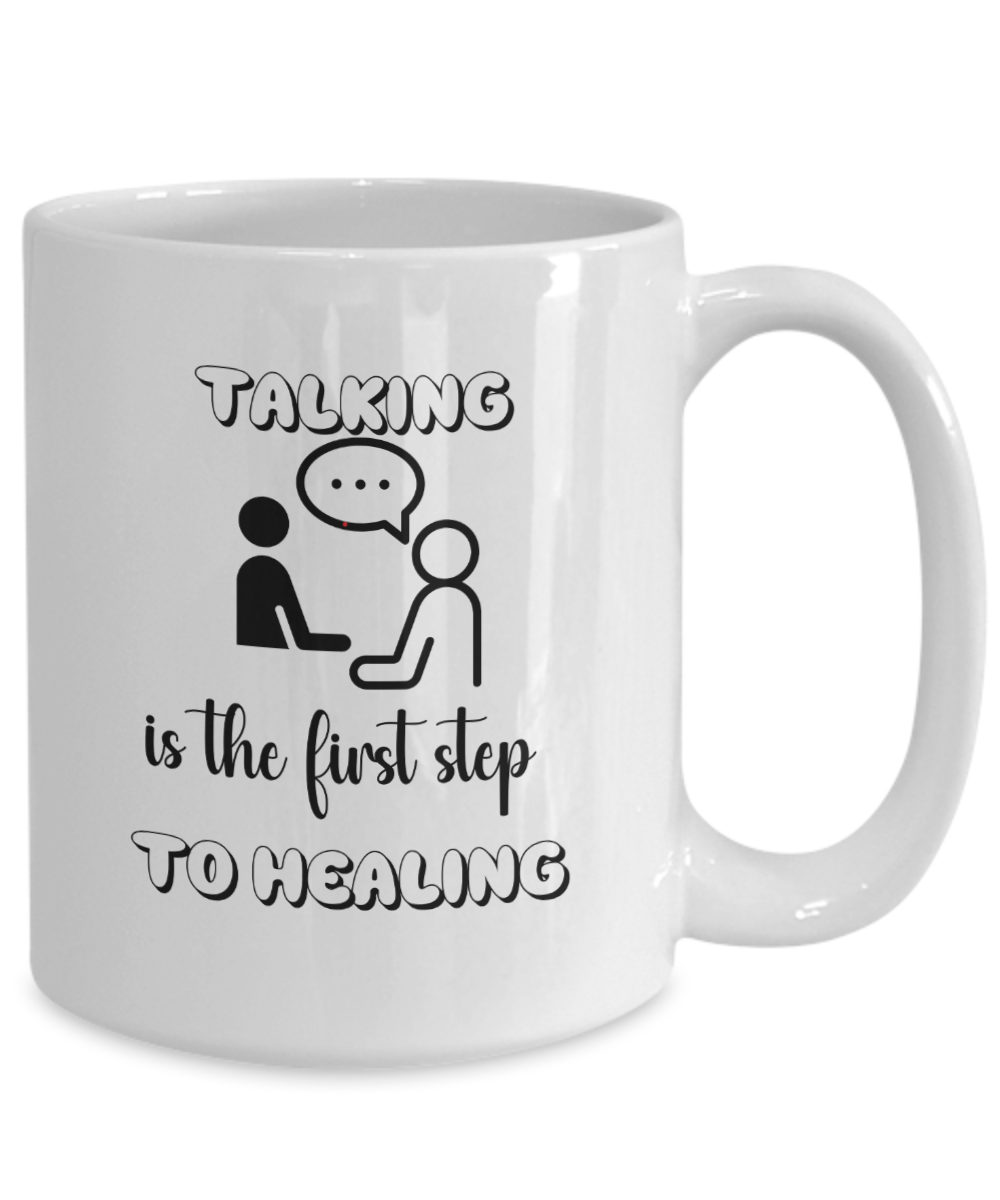 Resilience ceramic coffee mug, Talking is the first step, healing journey, self care, mental health support, therapy gift, wellness