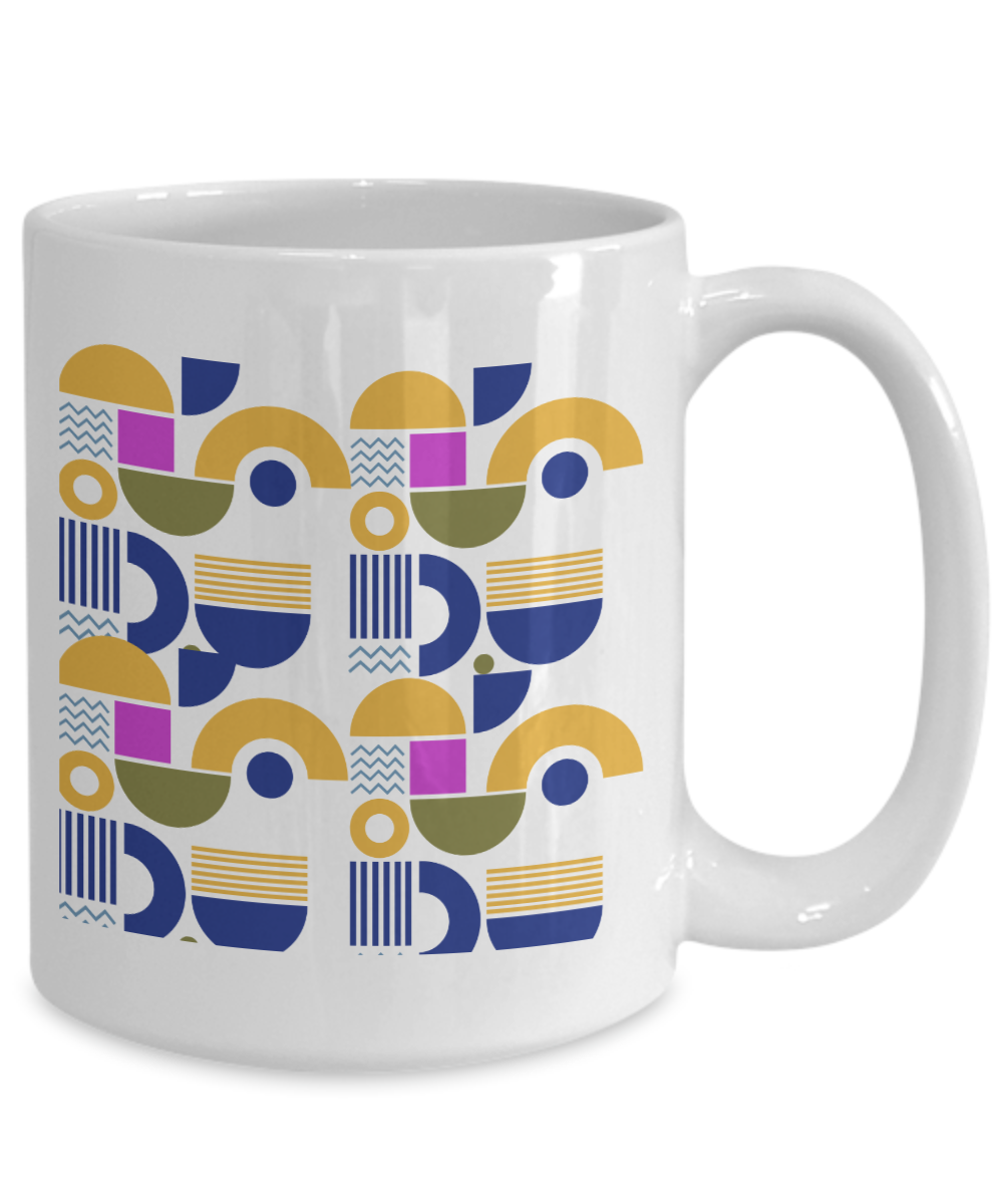 Bold Abstract Ceramic Coffee Mug| Vibrant Color Mug| Unusual Drinkware| Bold Pattern Cup| Eye-Catching Mug| Multicolor Ceramic Mug| Distinctive Style Mug| Pop Art Inspired Cup