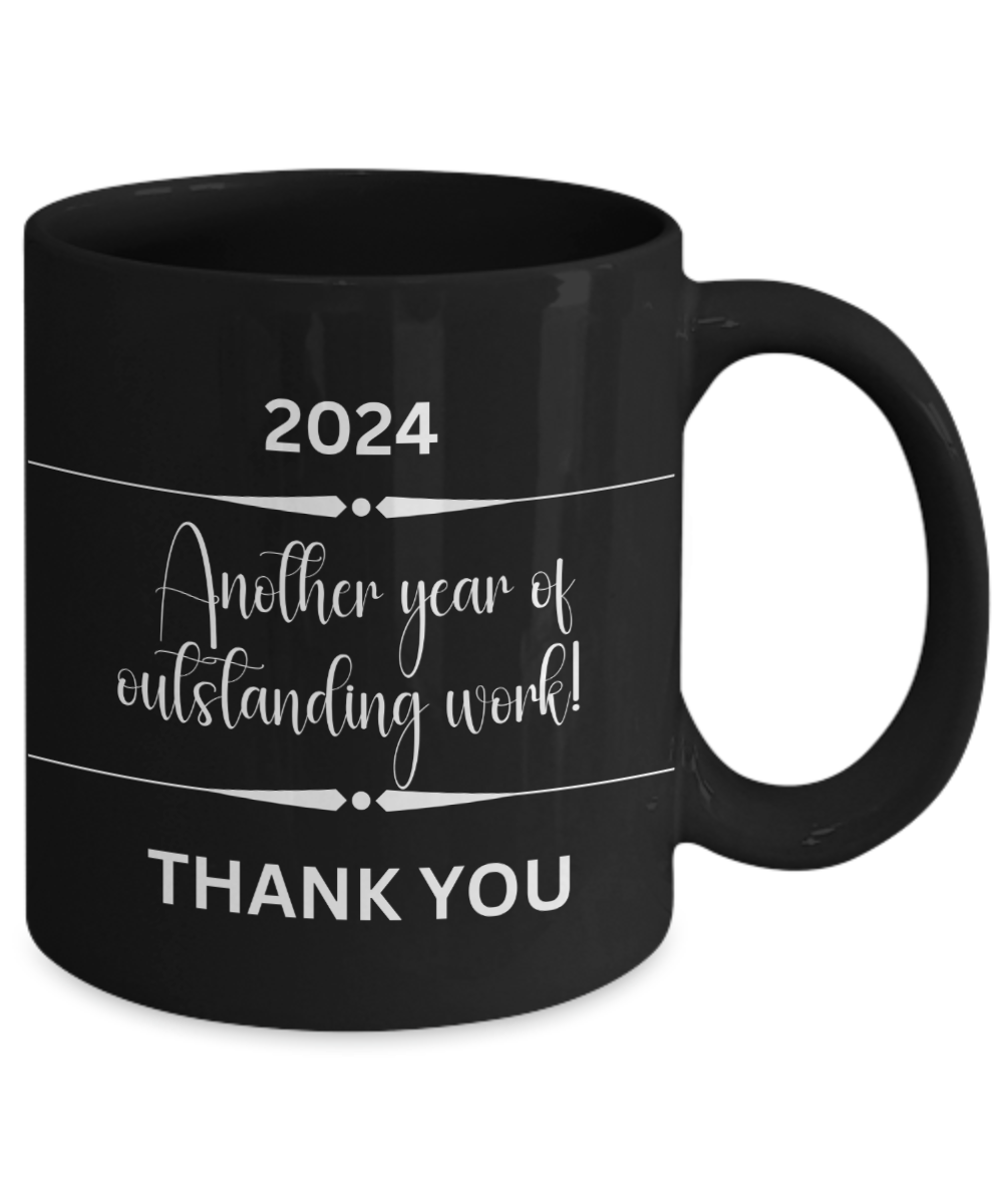 Annual employee appreciation ceramic coffee mug, black mug, corporate gift, team member mug,professional gifts, unique office gifts, staff appreciation, end of year employee gifts