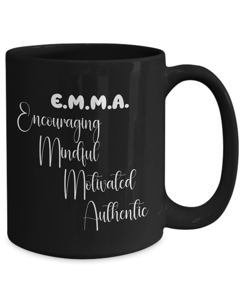 EMMA personalized name definition ceramic mug Gift ideas for friends gift for her gift for mom black mugs