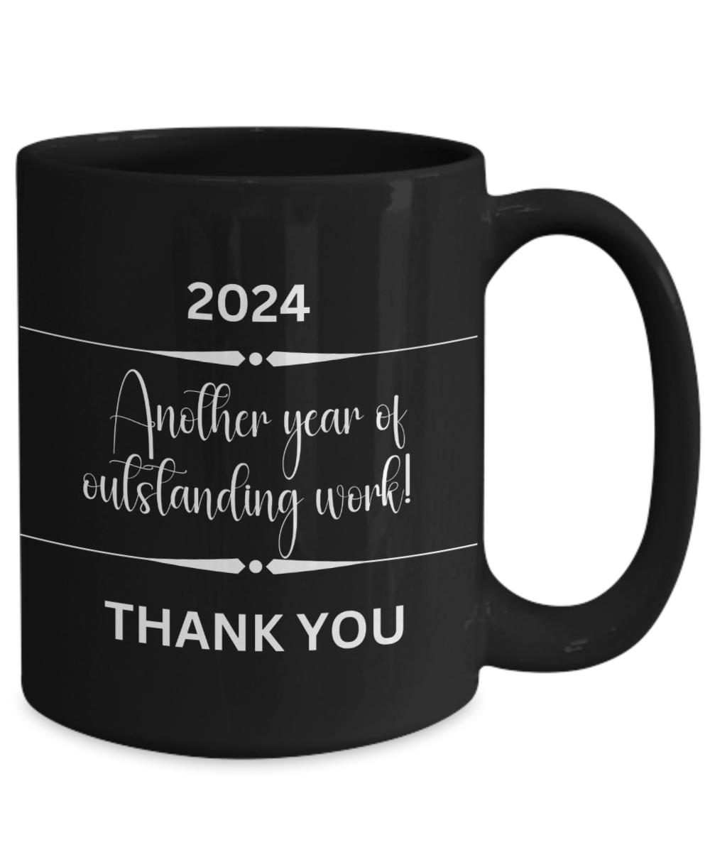 Annual employee appreciation ceramic coffee mug, black mug, corporate gift, team member mug,professional gifts, unique office gifts, staff appreciation, end of year employee gifts