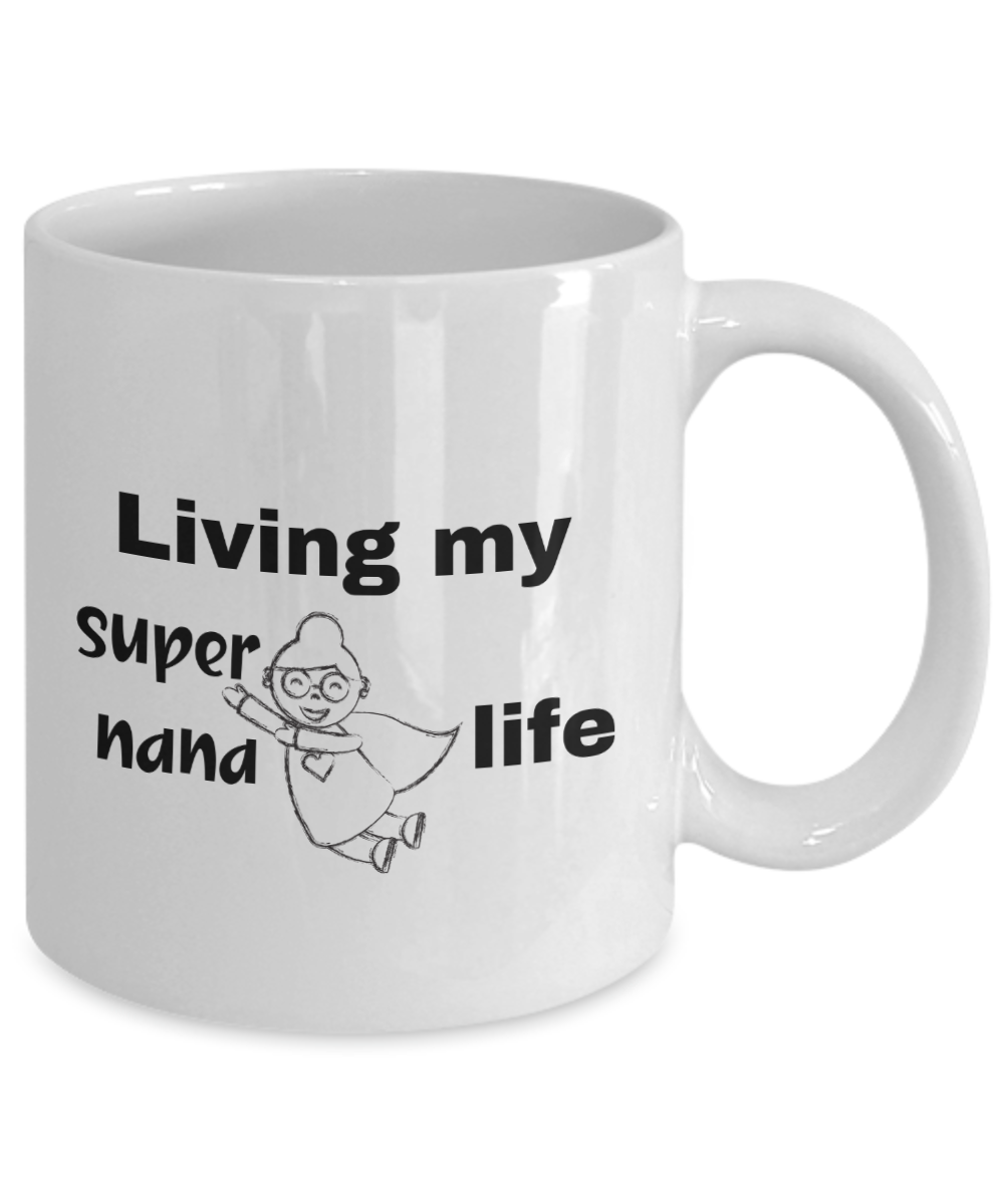 Fun and Adventurous Grandma ceramic coffee / tea mug| Living my supernana life| Gift for nana| Grandmother gift| Gift for grandmom with superhero grandkids| Proud grandmom mug