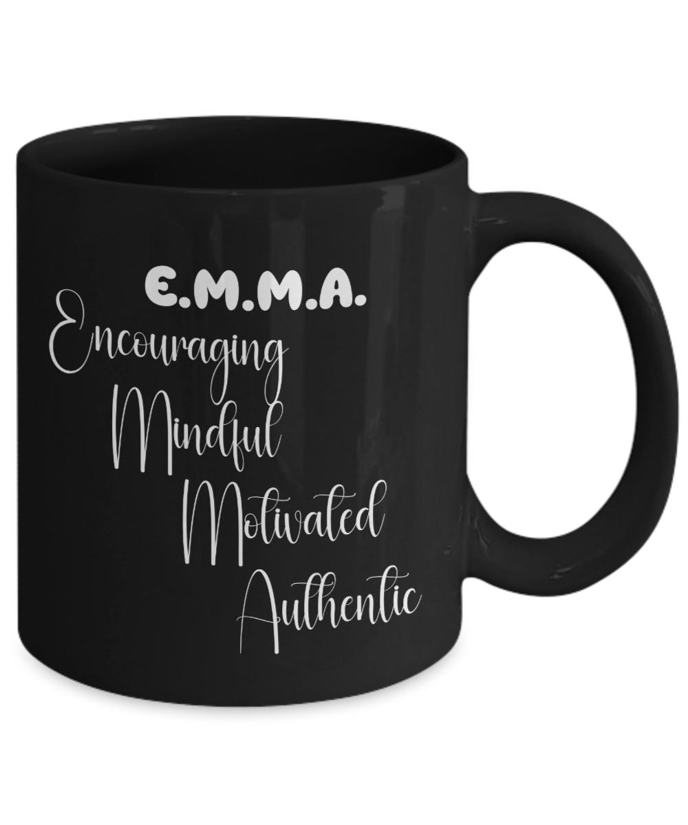 EMMA personalized name definition ceramic mug Gift ideas for friends gift for her gift for mom black mugs