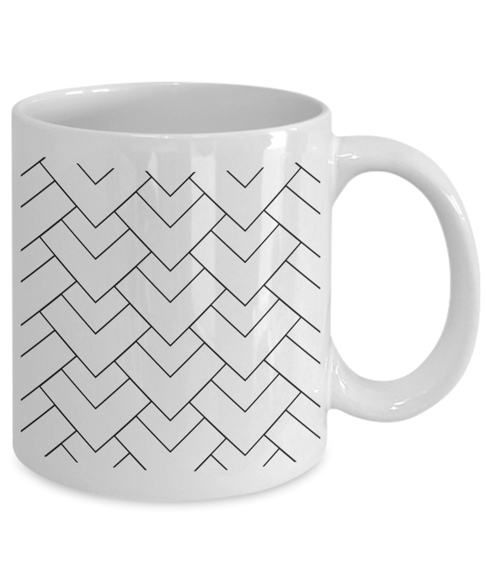 Unique Abstract Design Ceramic Coffee mug| Modern art mug| Gift idea for artist| Gift for any occasion| Geometric art design mug| Just because mug| Trendy mug| All directions mug