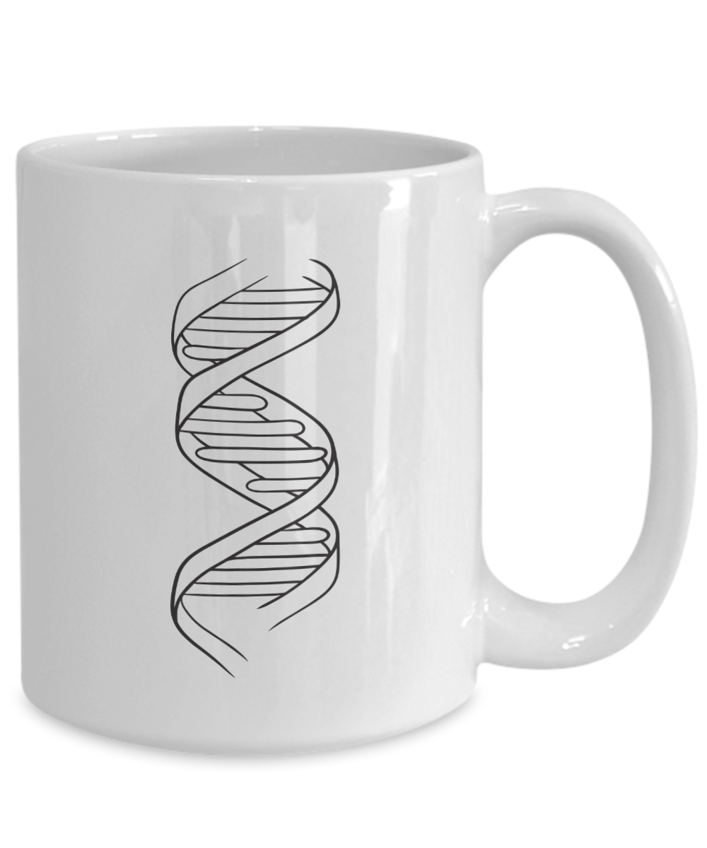 Twist of Nature: DNA Double Helix Ceramic Coffee Mug| Research scientist mug| Science theme party favor| Biotech novelty item| Lab partner present| Genetics student gift| Gift for biologist| Graduation gift| Retirement gift