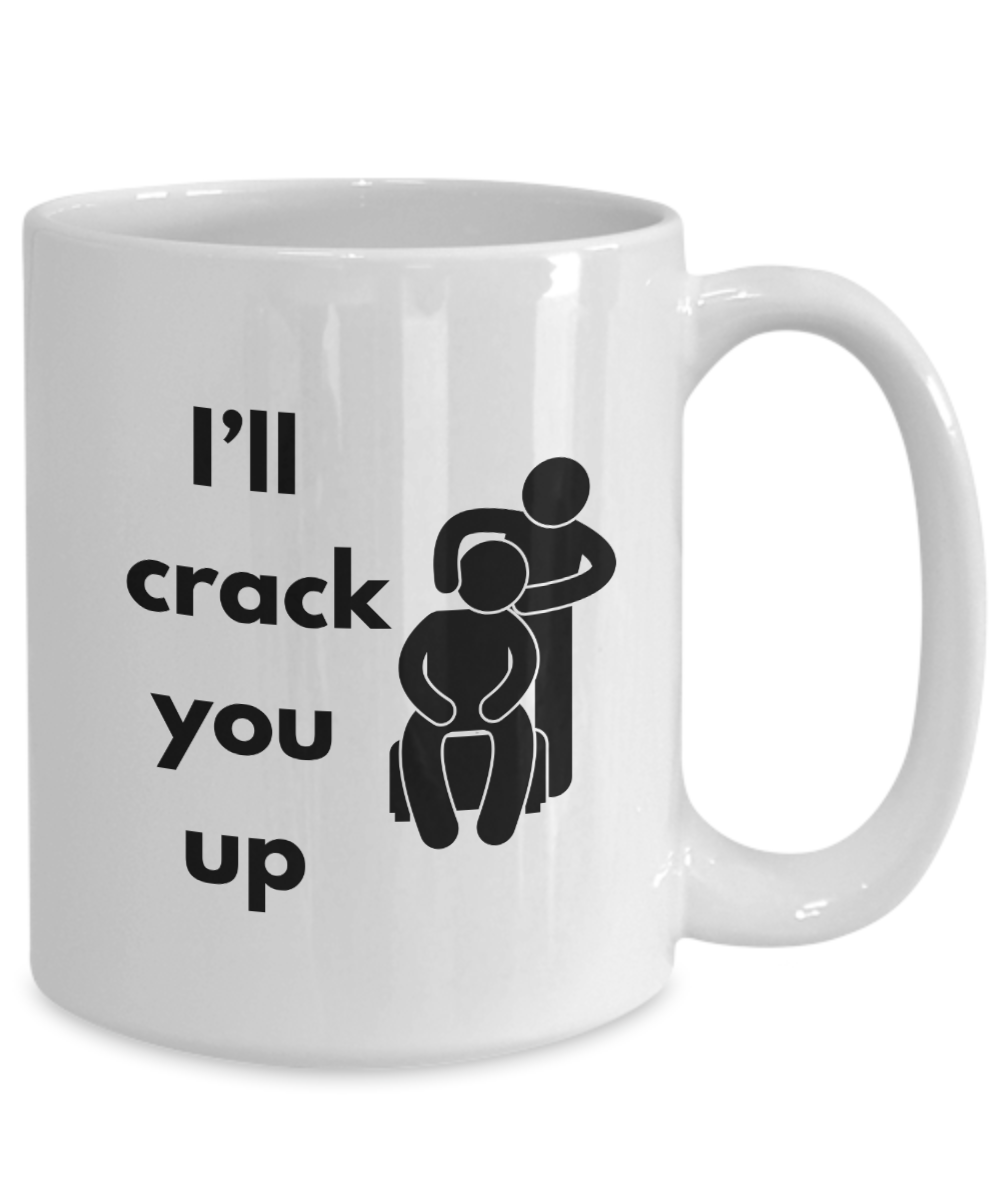 Funny ceramic mugs, chiropractor tools, gag gift, gag gifts for men, novelty mugs, crack me up, funny gifts, gifts for men, crack you up