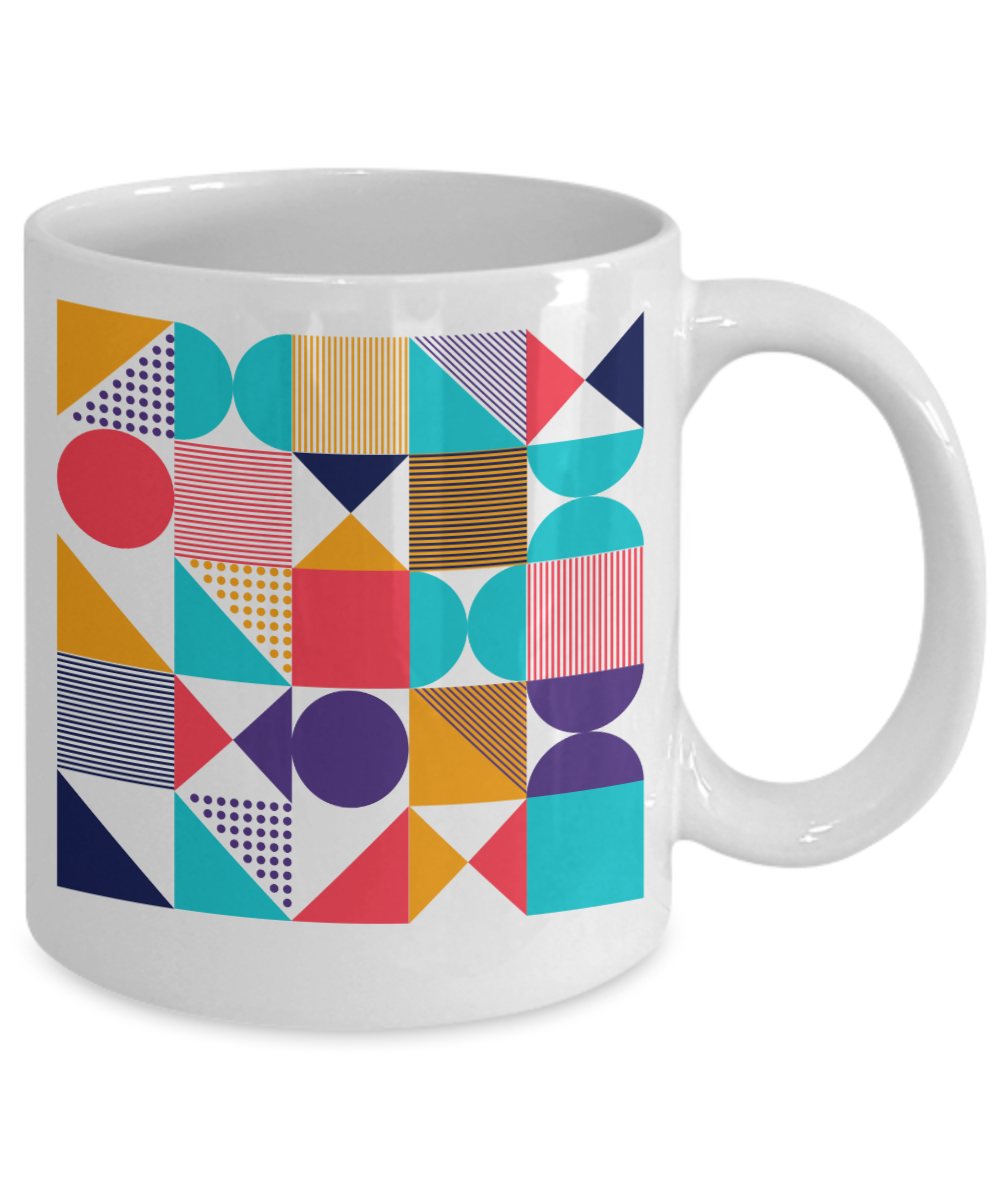 Bold Abstract Ceramic Coffee Mug| Vibrant Color Mug| Unusual Drinkware| Bold Pattern Cup| Eye-Catching Mug| Multicolor Ceramic Mug| Distinctive Style Mug| Pop Art Inspired Cup