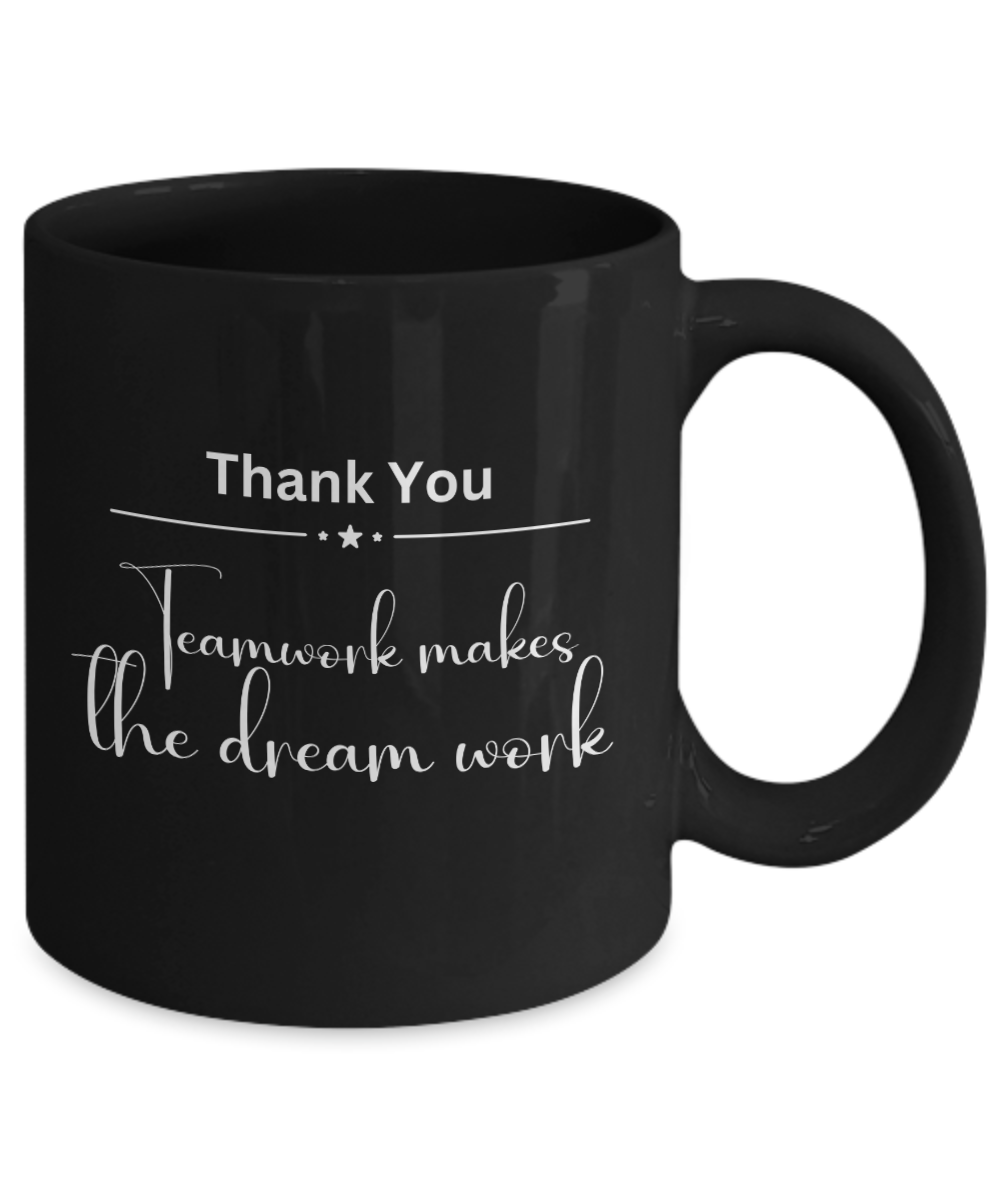 Thank you - Teamwork black ceramic coffee/tea mug, office gift, corporate gifts, employee gifts, employee appreciation, staff recognition, workplace gifts, thank you mug