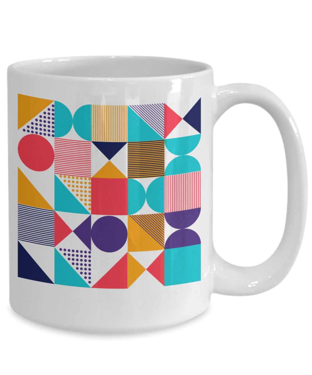 Bold Abstract Ceramic Coffee Mug| Vibrant Color Mug| Unusual Drinkware| Bold Pattern Cup| Eye-Catching Mug| Multicolor Ceramic Mug| Distinctive Style Mug| Pop Art Inspired Cup