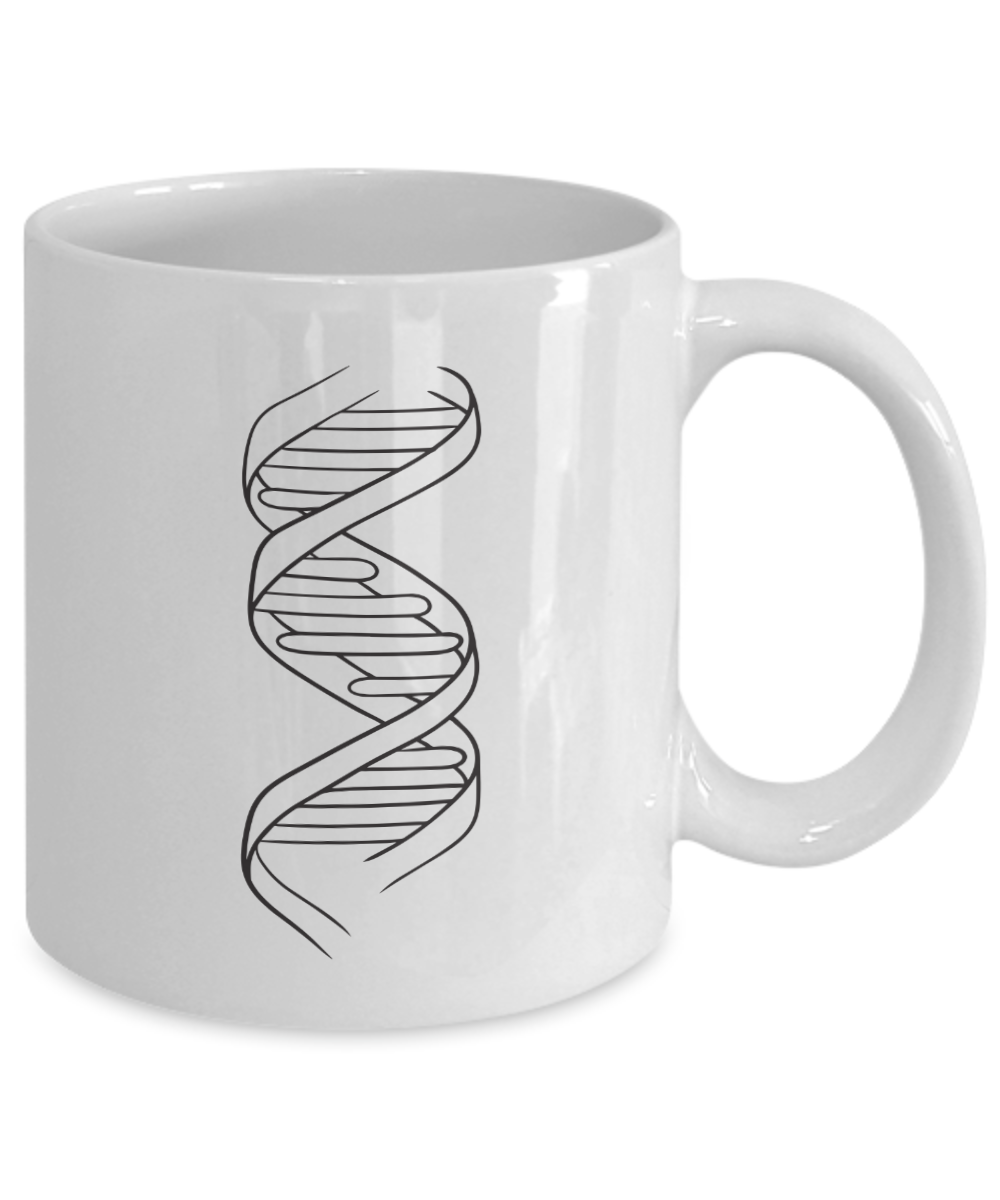 Twist of Nature: DNA Double Helix Ceramic Coffee Mug| Research scientist mug| Science theme party favor| Biotech novelty item| Lab partner present| Genetics student gift| Gift for biologist| Graduation gift| Retirement gift