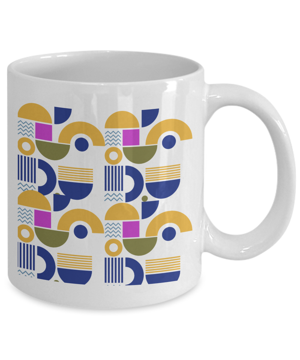 Bold Abstract Ceramic Coffee Mug| Vibrant Color Mug| Unusual Drinkware| Bold Pattern Cup| Eye-Catching Mug| Multicolor Ceramic Mug| Distinctive Style Mug| Pop Art Inspired Cup