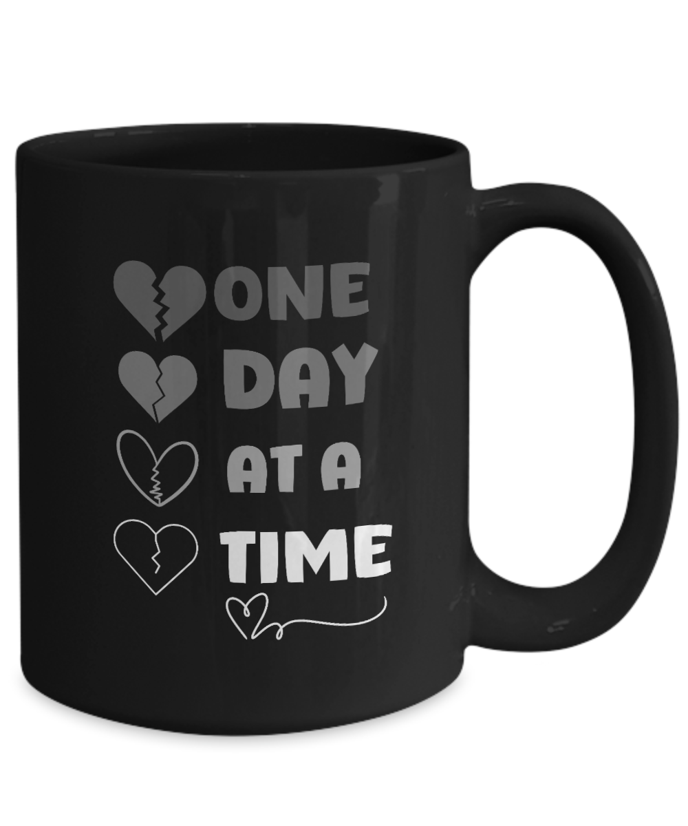 Grief support ceramic coffee mug | "One day at a time" | recovery support, resilience mug,  healing after loss, sympathy gift - free shipping