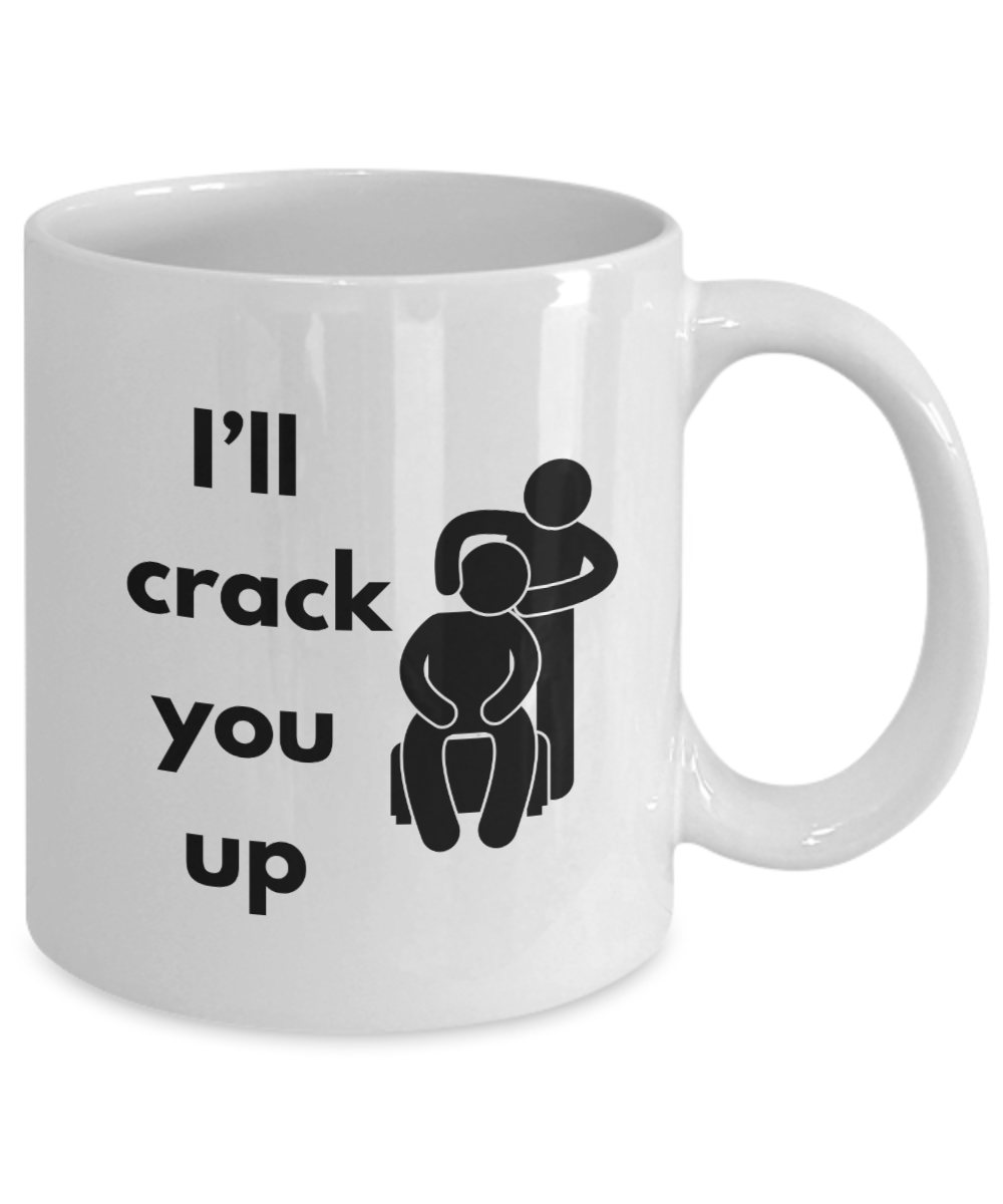 Funny ceramic mugs, chiropractor tools, gag gift, gag gifts for men, novelty mugs, crack me up, funny gifts, gifts for men, crack you up