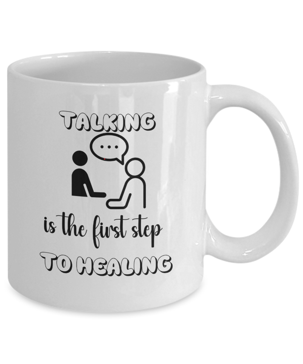 Resilience ceramic coffee mug, Talking is the first step, healing journey, self care, mental health support, therapy gift, wellness