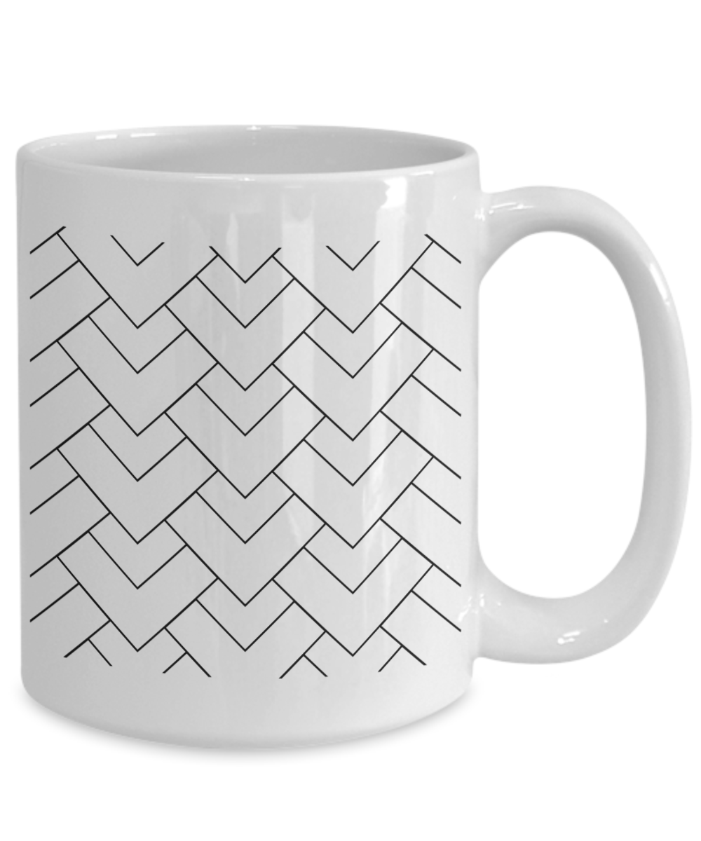 Unique Abstract Design Ceramic Coffee mug| Modern art mug| Gift idea for artist| Gift for any occasion| Geometric art design mug| Just because mug| Trendy mug| All directions mug