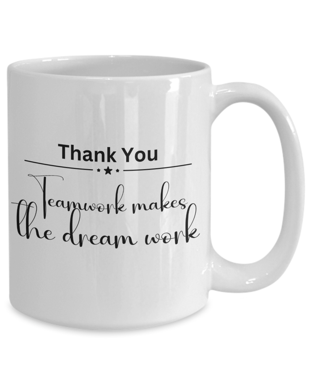 Thank you - Teamwork white ceramic coffee/tea mug, office gift, corporate gifts, employee gifts, employee appreciation, staff recognition, workplace gifts, thank you mug