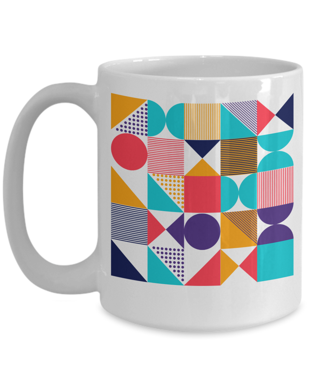 Bold Abstract Ceramic Coffee Mug| Vibrant Color Mug| Unusual Drinkware| Bold Pattern Cup| Eye-Catching Mug| Multicolor Ceramic Mug| Distinctive Style Mug| Pop Art Inspired Cup