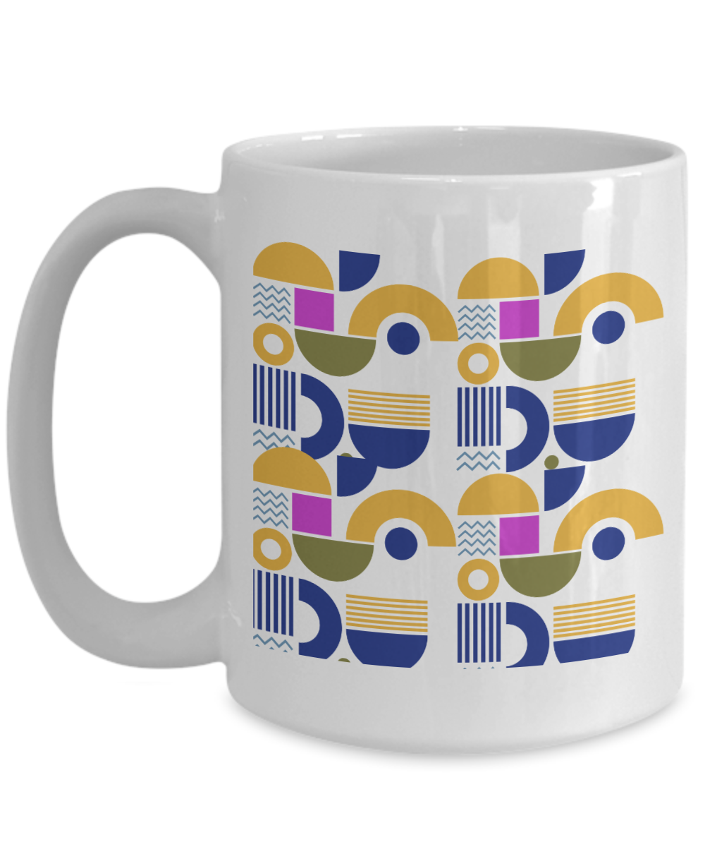 Bold Abstract Ceramic Coffee Mug| Vibrant Color Mug| Unusual Drinkware| Bold Pattern Cup| Eye-Catching Mug| Multicolor Ceramic Mug| Distinctive Style Mug| Pop Art Inspired Cup