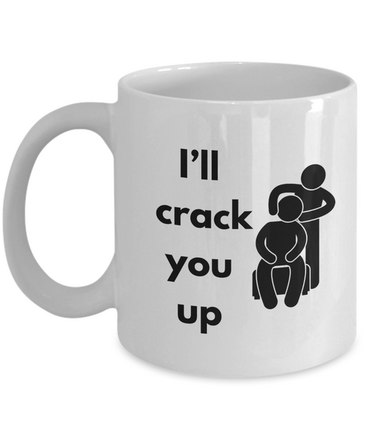 Funny ceramic mugs, chiropractor tools, gag gift, gag gifts for men, novelty mugs, crack me up, funny gifts, gifts for men, crack you up