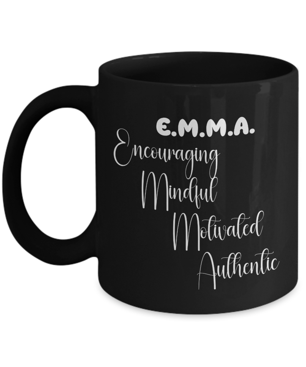 EMMA personalized name definition ceramic mug Gift ideas for friends gift for her gift for mom black mugs