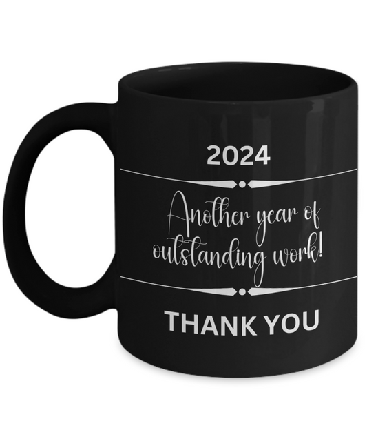 Annual employee appreciation ceramic coffee mug, black mug, corporate gift, team member mug,professional gifts, unique office gifts, staff appreciation, end of year employee gifts