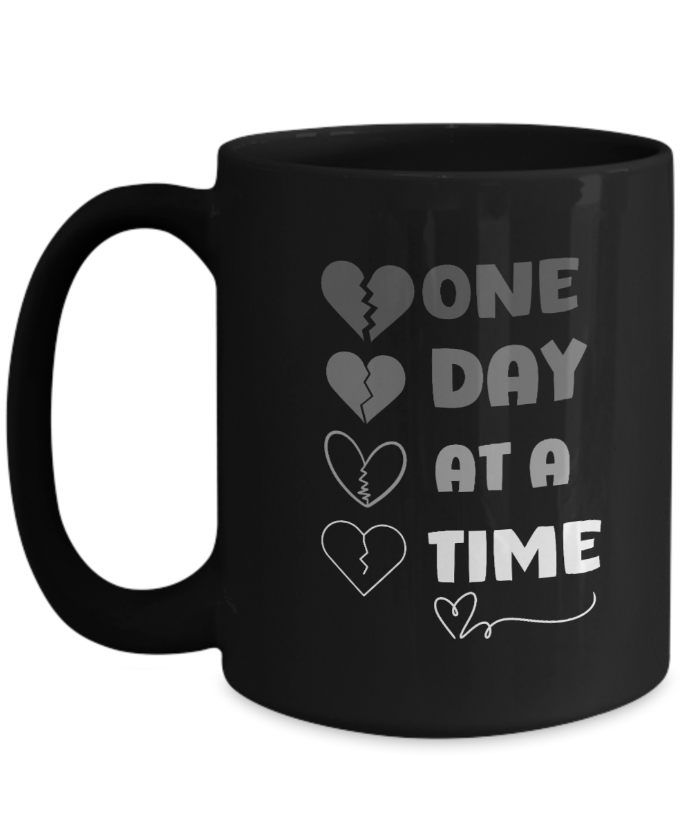 Grief support ceramic coffee mug | "One day at a time" | recovery support, resilience mug,  healing after loss, sympathy gift - free shipping