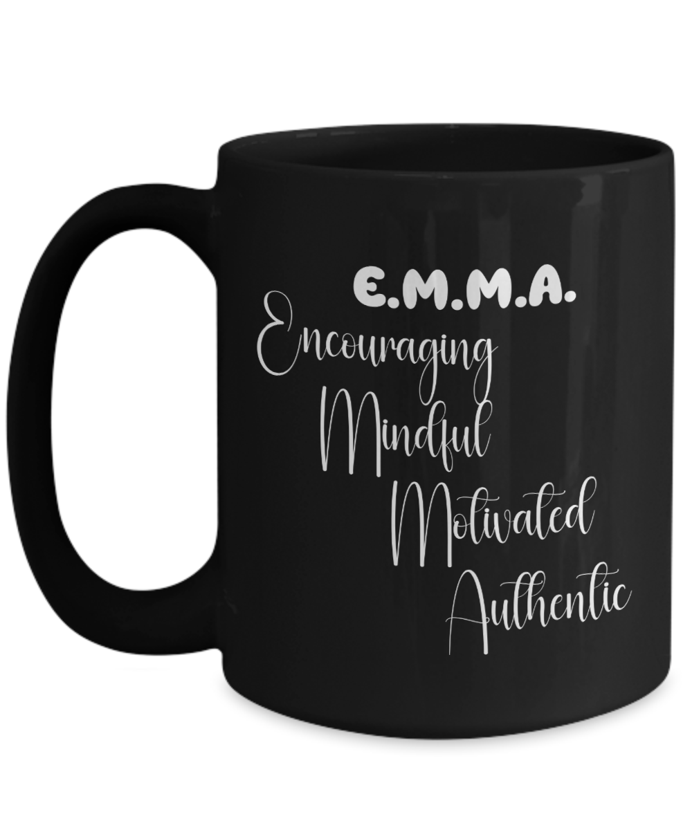 EMMA personalized name definition ceramic mug Gift ideas for friends gift for her gift for mom black mugs