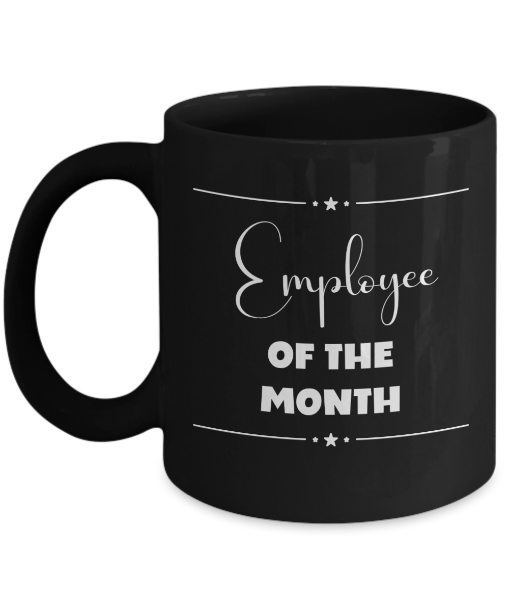 Employee of the month ceramic coffee mug, black mug, team member gift, employee recognition, employee reward, work recognition of employee, professional mug, custom office mug, coworker gift