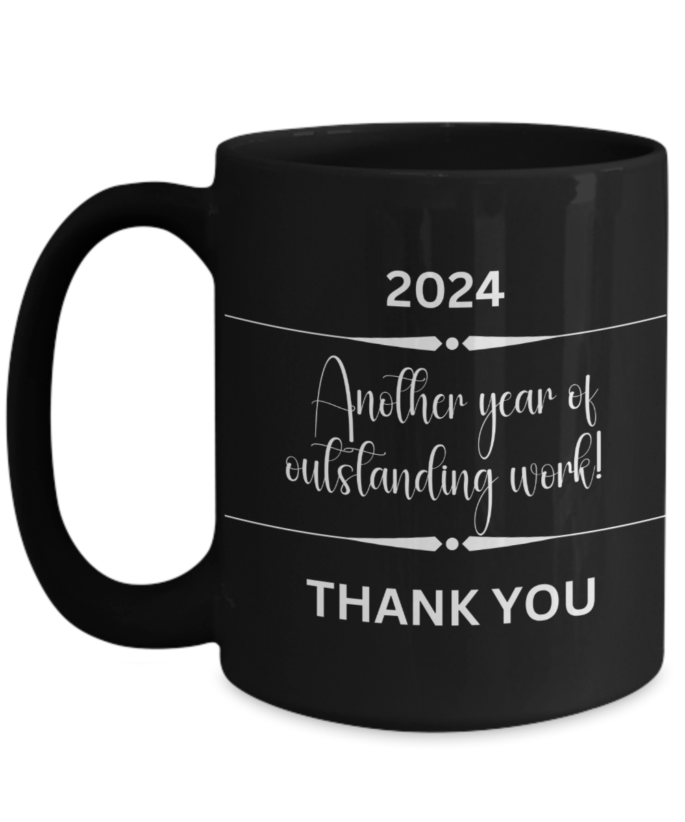 Annual employee appreciation ceramic coffee mug, black mug, corporate gift, team member mug,professional gifts, unique office gifts, staff appreciation, end of year employee gifts