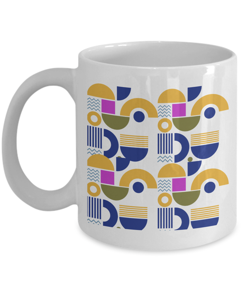 Bold Abstract Ceramic Coffee Mug| Vibrant Color Mug| Unusual Drinkware| Bold Pattern Cup| Eye-Catching Mug| Multicolor Ceramic Mug| Distinctive Style Mug| Pop Art Inspired Cup