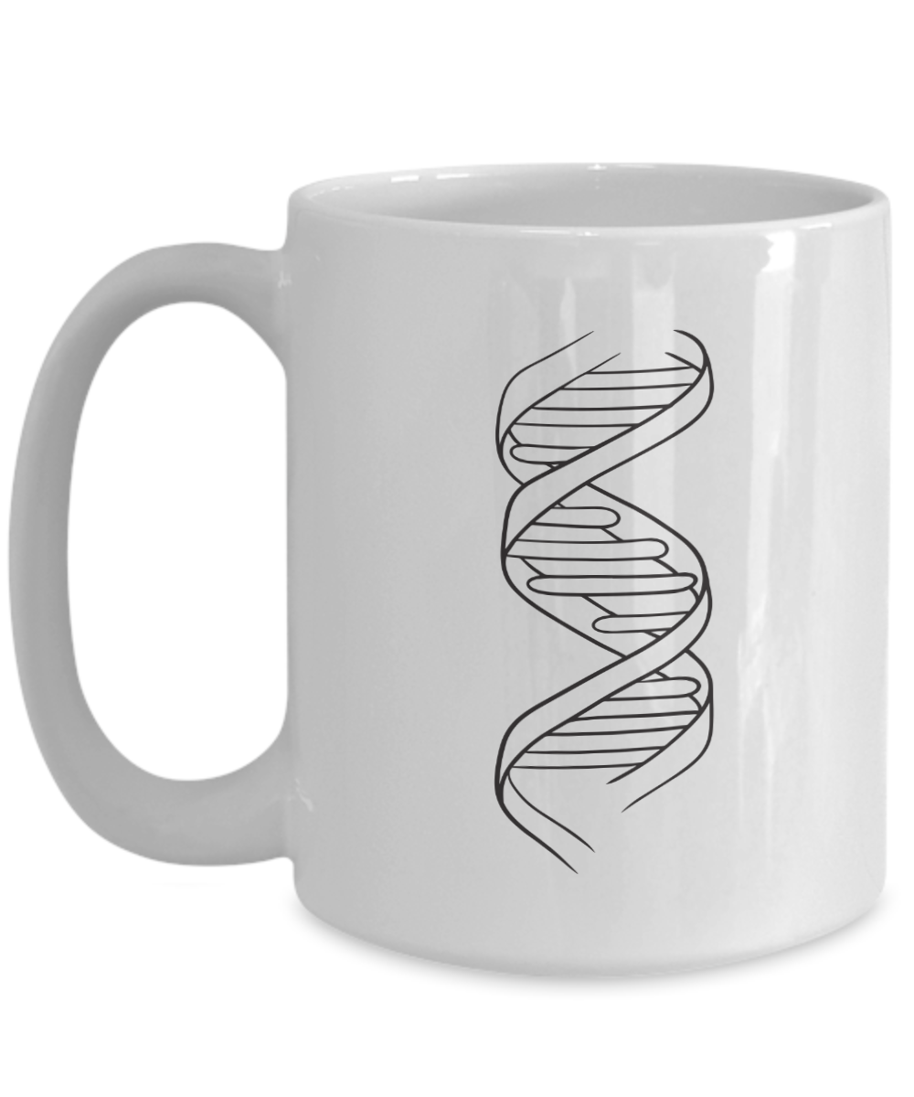 Twist of Nature: DNA Double Helix Ceramic Coffee Mug| Research scientist mug| Science theme party favor| Biotech novelty item| Lab partner present| Genetics student gift| Gift for biologist| Graduation gift| Retirement gift