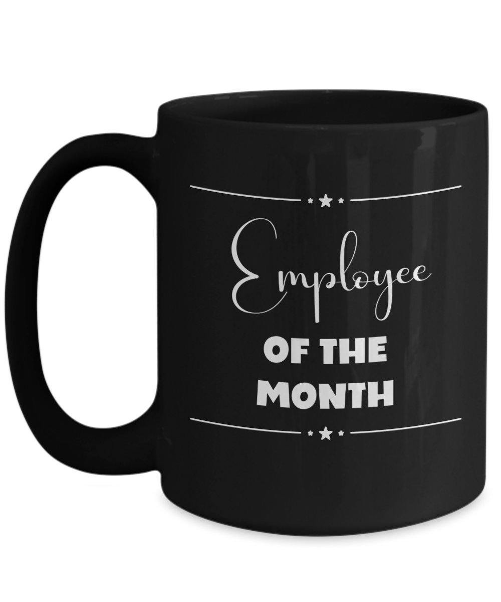 Employee of the month ceramic coffee mug, black mug, team member gift, employee recognition, employee reward, work recognition of employee, professional mug, custom office mug, coworker gift