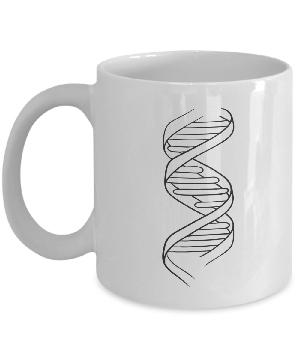 Twist of Nature: DNA Double Helix Ceramic Coffee Mug| Research scientist mug| Science theme party favor| Biotech novelty item| Lab partner present| Genetics student gift| Gift for biologist| Graduation gift| Retirement gift