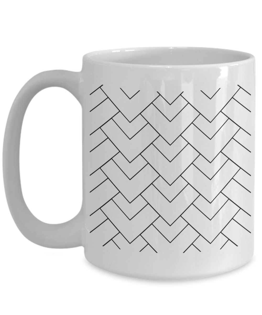 Unique Abstract Design Ceramic Coffee mug| Modern art mug| Gift idea for artist| Gift for any occasion| Geometric art design mug| Just because mug| Trendy mug| All directions mug