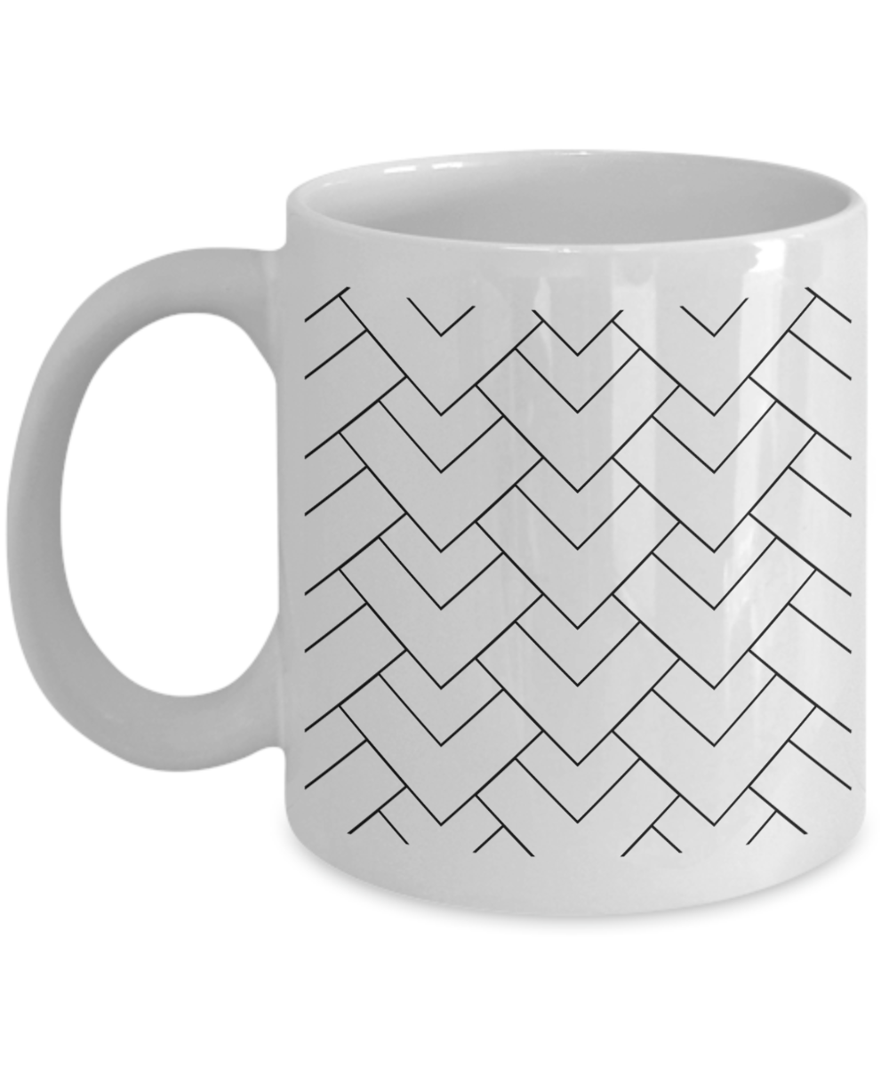 Unique Abstract Design Ceramic Coffee mug| Modern art mug| Gift idea for artist| Gift for any occasion| Geometric art design mug| Just because mug| Trendy mug| All directions mug