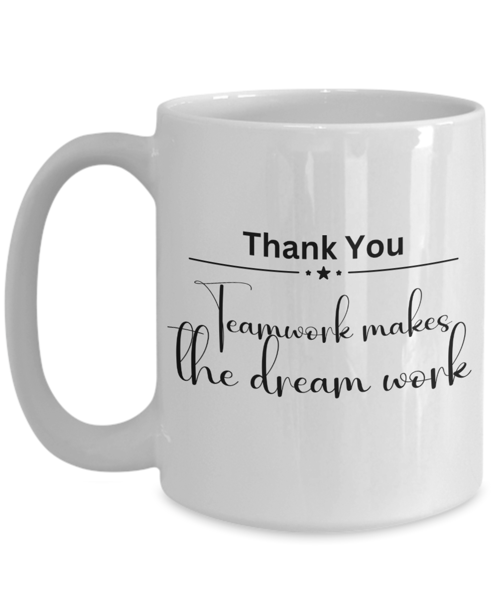 Thank you - Teamwork white ceramic coffee/tea mug, office gift, corporate gifts, employee gifts, employee appreciation, staff recognition, workplace gifts, thank you mug