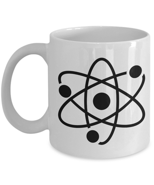 Atomic Inspiration: Science-Themed Atom Symbol Ceramic Coffee Mug| Chemistry Enthusiast Mug| Scientific Decor| Science Theme Mug| STEM Gifts| Gift for Science Student| Gift for Science Teacher| Desk Decor| Fun Science Gear| Nerd Gear Mug