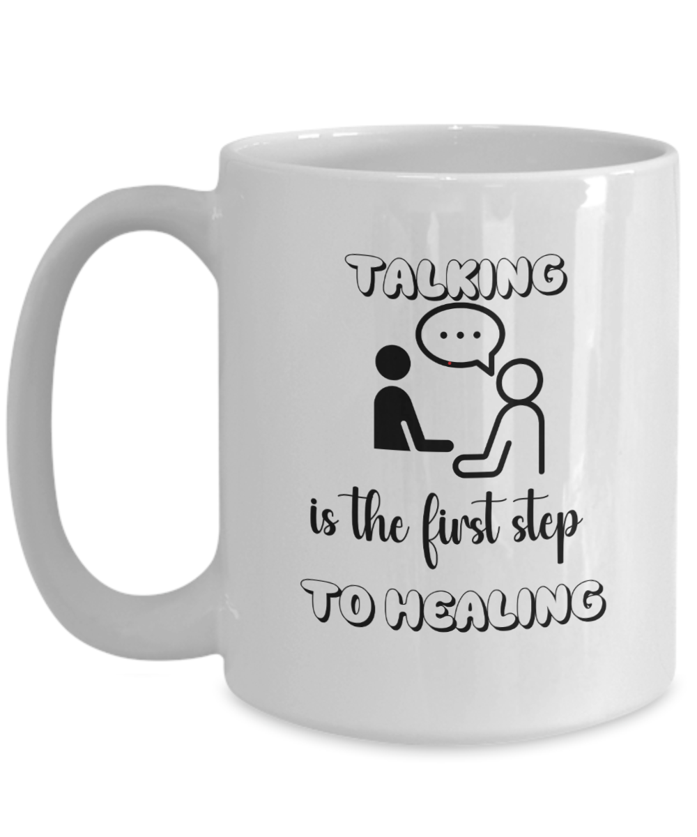 Resilience ceramic coffee mug, Talking is the first step, healing journey, self care, mental health support, therapy gift, wellness