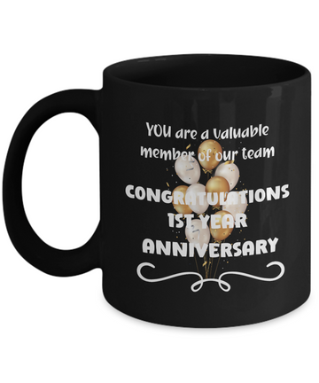 1st year work anniversary ceramic coffee mug, employee gift, office mug,