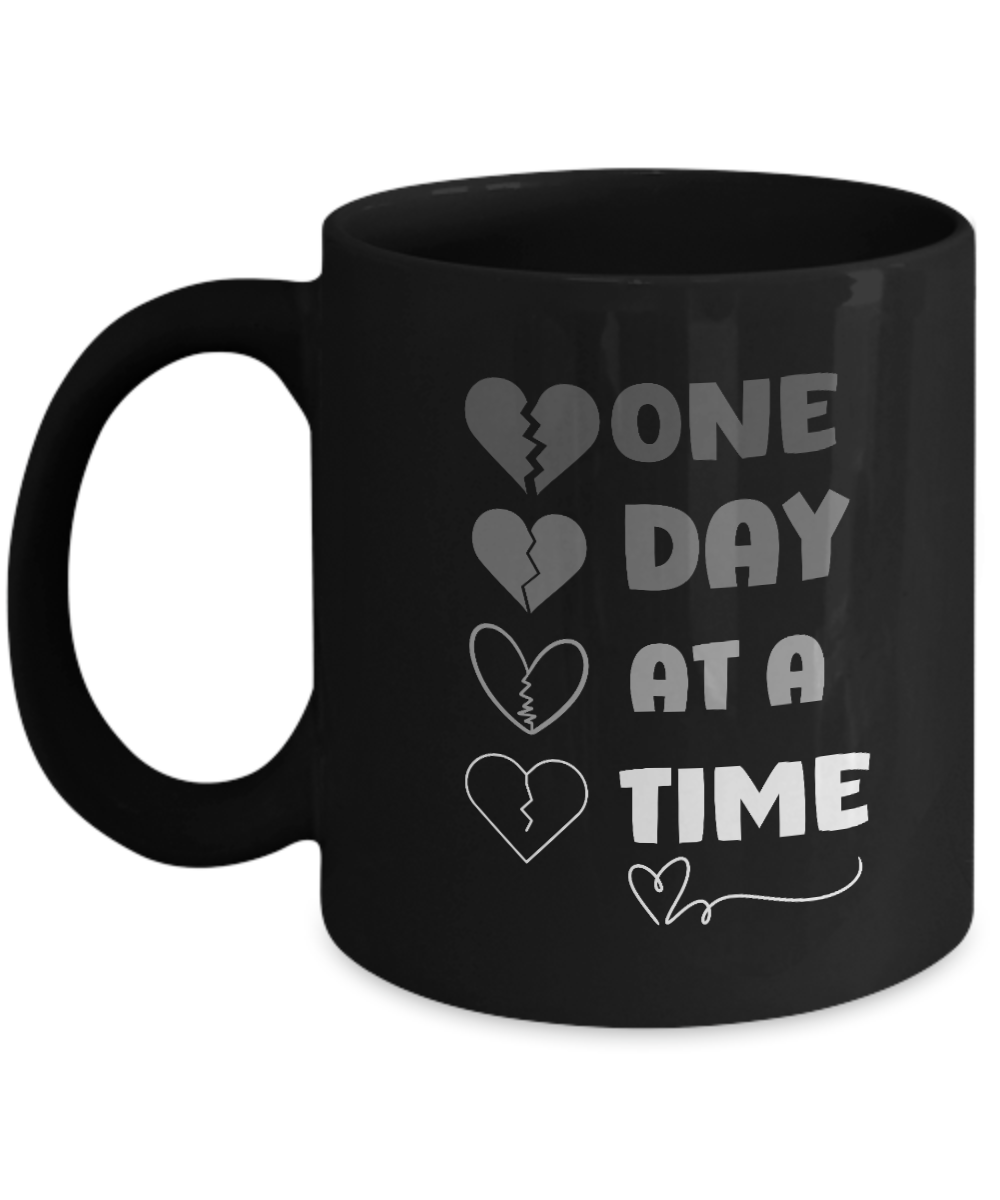 Grief support ceramic coffee mug | "One day at a time" | recovery support, resilience mug,  healing after loss, sympathy gift - free shipping