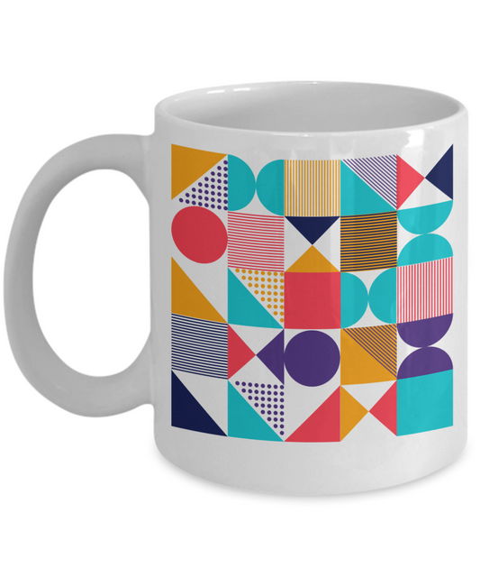 Bold Abstract Ceramic Coffee Mug| Vibrant Color Mug| Unusual Drinkware| Bold Pattern Cup| Eye-Catching Mug| Multicolor Ceramic Mug| Distinctive Style Mug| Pop Art Inspired Cup