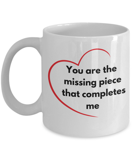 Celebrate your perfect fit: Complete me ceramic coffee mug| Sentimental mug| Matching couple mugs| Unique anniversary gift| Relationship gift| Special occasion gift| Couples special mug