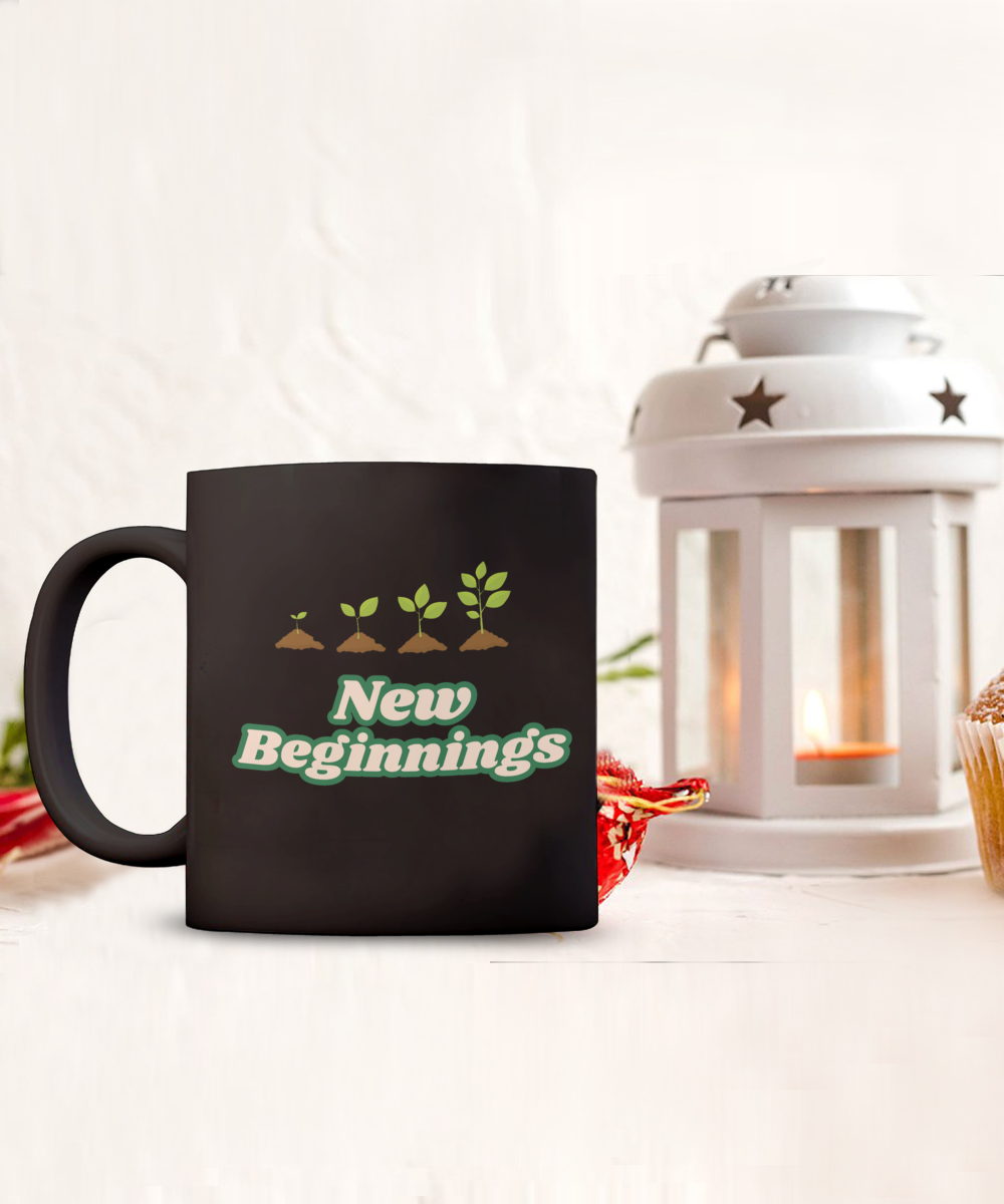 New beginnings ceramic mug, perfect gift for new life event, new job, graduation, house warming, healing, resilience