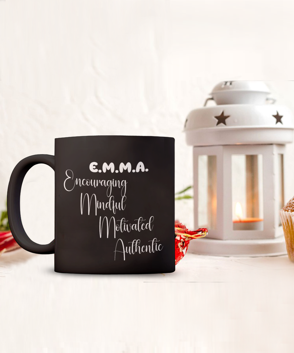 EMMA personalized name definition ceramic mug Gift ideas for friends gift for her gift for mom black mugs