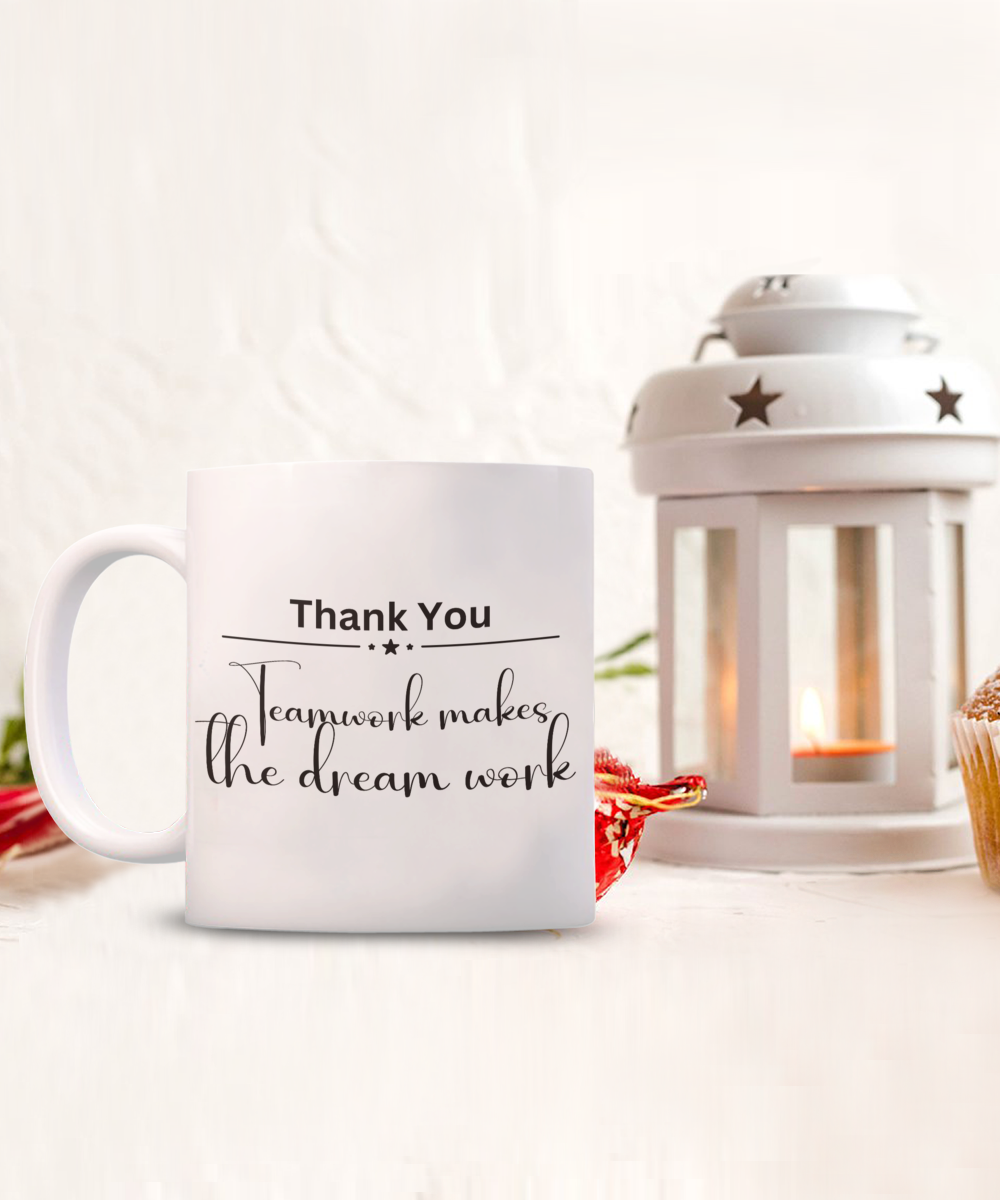 Thank you - Teamwork white ceramic coffee/tea mug, office gift, corporate gifts, employee gifts, employee appreciation, staff recognition, workplace gifts, thank you mug